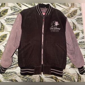 EMBOSSED BOMBER JACKET THE WALT DISNEY STUDIOS MICKEY MOUSE BLK SUEDE LEATHER